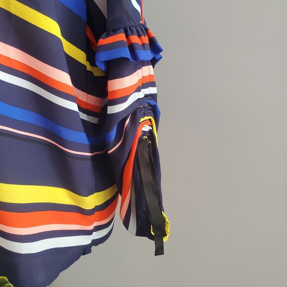 Halogen Striped Color Block Tie Sleeve Blouse Top Size S - Picture 4 of 7